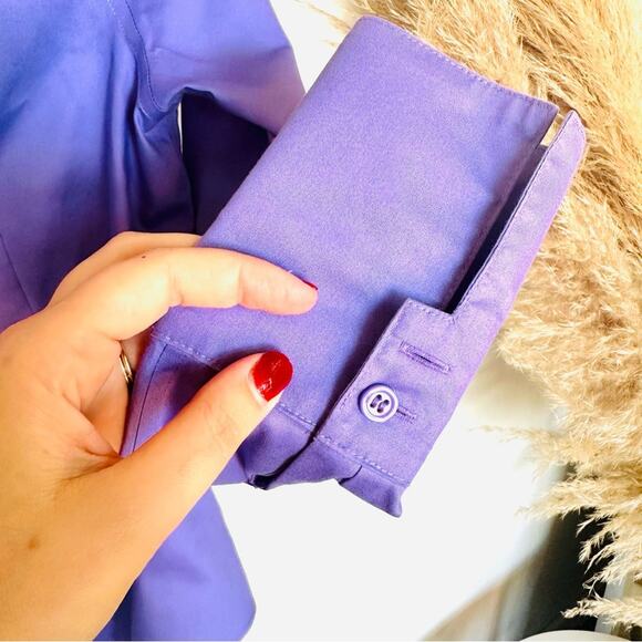 JONES NEW YORK Lavender Purple Classic Collar Button Down Blouse Shirt Top 0 - Picture 7 of 9